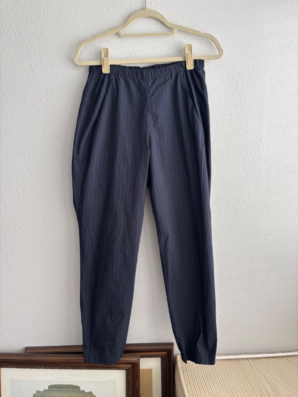 Zero + Maria Cornejo Gabi Trouser in Navy Blue Pin Stripe Size 4